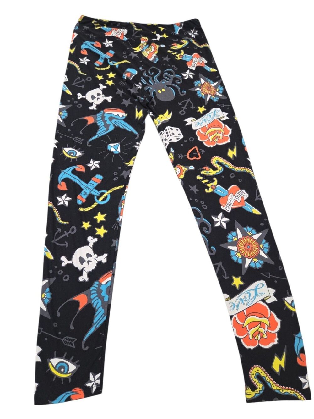 LuLaRoe Leggings TC UNICORN BLACK ANCHOR Bird Skull TATTOO Sword Snake B6.1